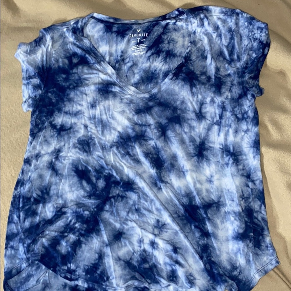 American eagle blue tie dye v-neck